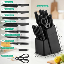 Vesteel Knife Block Set for Kitchen, 15-Piece High Carbon Stainless Steel Knives Set with Ergonomic Handle, Ultra-sharp & Rust Resistant