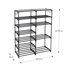 Mainstays Black 7-Tier Shoe Rack with Space-Saving Design, Holds 21 Pairs