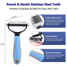 DXIMRX 7 Pcs Cat Dog Brush Grooming Kits, Best Combo Brush for Dogs Cats, Blue