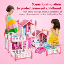 Anpro Pink Dollhouse Pretend Play Set for Kid, Big Villa Princess Castle, 5 Rooms Dollhouse with Doll Toy Figure for Boys and Girls Age 3+ Play House Gift Toys and Christmas - Brands For Less USA