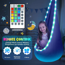 UQN Kids Pod Swing Seat, Light Up Hanging Hammock Chair with Inflatable Pillow, Indoor and Outdoor Toy Sensory Swing for kids, 100% Cotton Loading Capacity 176 lbs