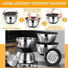 Mixing Bowls with Airtight Lids, AOKIWO 26Pcs Stainless Steel Nesting Non-Slip Bottoms Mixing Serving Bowls Set wtih 3 Grater & Tools Gadgets, 7/4/2.5/2/1.5/1QT Metal Salad Bowls for Serving Preppi