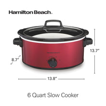 Hamilton Beach 6 Qt Slow Cooker, Stoneware Crock with Removable Pot, Red