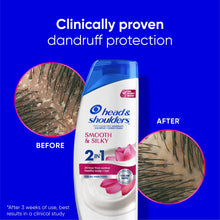 (6 pack) Head and Shoulders Smooth and Silky 2 in 1 Dandruff Shampoo and Conditioner, Frizz Control, Fresh Floral Scent, Color Safe, 12.5 oz