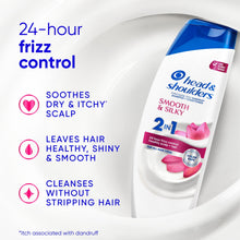 (6 pack) Head and Shoulders Smooth and Silky 2 in 1 Dandruff Shampoo and Conditioner, Frizz Control, Fresh Floral Scent, Color Safe, 12.5 oz