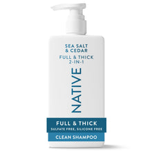 (6 pack) Native Full & Thick 2 in 1 Men's Shampoo and Conditioner, Sea Salt & Cedar, 16.5 fl oz