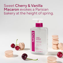 (6 pack) Native Liquid Hand Soap, Cherry & Vanilla Macaron, Non-drying, Naturally Derived Cleansers, Sulfate Free, 13 fl oz