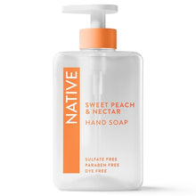 (6 pack) Native Liquid Hand Soap, Sweet Peach & Nectar, Non-drying, Naturally Derived Cleansers, Sulfate Free, 13 fl oz