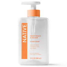 (6 pack) Native Liquid Hand Soap, Sweet Peach & Nectar, Non-drying, Naturally Derived Cleansers, Sulfate Free, 13 fl oz