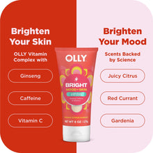 (6 pack) OLLY Bright Body Scrub Exfoliates & Repairs Skin Barrier Citrus Currant, 6 oz