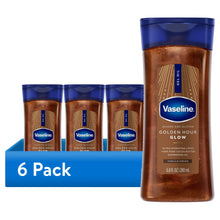 (6 pack) Vaseline Glazed and Glisten Golden Hour Glow Vanilla Cocoa Shimmering Body Gel Oil with Ultra-Hydrating Lipids and 100% Pure Cocoa Butter, 6.8 fl oz