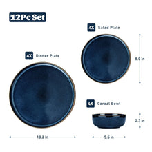 Famiware Nature 12-Piece Dinnerware Sets, Stoneware Dish Set, Midnight Blue - Brands For Less USA