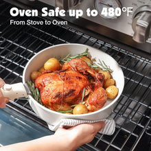 SENSARTE Nonstick Cookware Sets with Detachable Handles, 17Pcs Granite Pots and Pans Set, Induction Kitchen Cookware Sets Stackable White