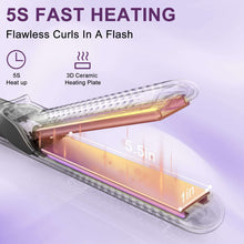 NEXPURE Airflow Styler Curling Iron, Flat Iron Hair Straightener and Curler 2 in 1, Ionic Curling Wand with 360°Cool Air Lock in Style,5 Temps & Anti-Scald, Purple