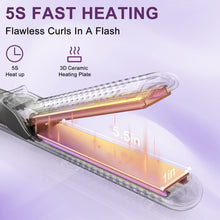 NEXPURE Airflow Styler Curling Iron, Flat Iron Hair Straightener and Curler 2 in 1, Ionic Curling Wand with 360°Cool Air Lock in Style,5 Temps & Anti-Scald, Purple