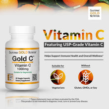 California Gold Nutrition Gold C®, USP Grade Vitamin C, 1,000 mg, 60 Veggie Capsules