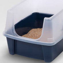 IRIS Open Top Cat Litter Box with Shield, Navy