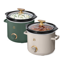 Beautiful 2 Qt Manual Slow Cooker, 2-Pack, Thyme Green + Porcini Taupe by Drew Barrymore