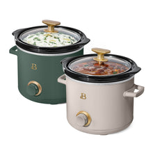 Beautiful 2 Qt Manual Slow Cooker, 2-Pack, Thyme Green + Porcini Taupe by Drew Barrymore