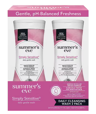 Summers Eve Simply Sensitive Feminine Cleansing Wash, 2 pk./15 fl. oz.