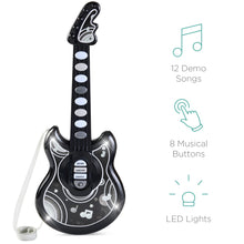 Best Choice Products 19in Kids Flash Guitar, Pretend Play Musical Instrument Toy for Toddlers w/ Mic, Stand - Black