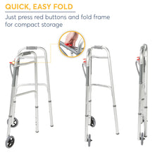 Drive Medical Deluxe Two Button Folding Walker with Wheels - Brands For Less USA