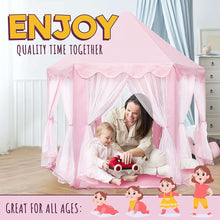 ORIAN Princess Castle Playhouse Tent for Girls with LED Star Lights – Indoor & Outdoor Large Kids Play Tent for Imaginative Games – Princess Tent, 230 Polyester Taffeta. Pink 55"x53".