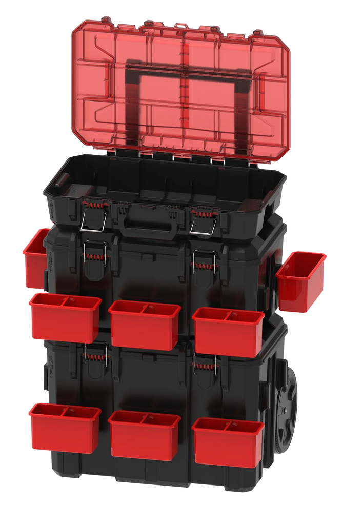 Hyper Tough Hyper Stack Heavy Duty 3 Piece Modular Rolling Toolbox Sys ...