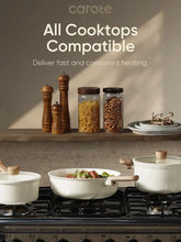 Carote Nonstick Ceramic Cookware Set 12-Piece,Kitchen Pots and Pans Set,Stay-Cool Handles,Induction Compatible,Cookware Set for RV and Camping,White