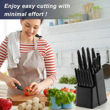 Vesteel Knife Set for Kitchen with Block, 15 Pcs High Carbon Stainless Steel Kitchen Knife Set with Self Sharpening