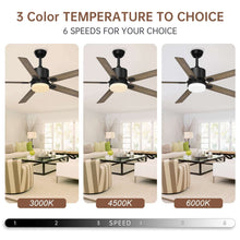 SKEVEN 52 ''Ceiling Fan with Light and Remote, Ceiling Fan 6-Speed Reversible DC Motor, Suitable for Outdoor Terraces, Bedrooms