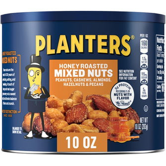 Honey Roasted Mixed Nuts, Party Snacks, Plant-Based Protein, 10 Oz Canister - Brands For Less USA