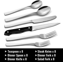 48-Pieces Silverware Set for 8, Stainless Steel Flatware Cutlery Utensil Set forks and Spoons, Kitchen Tableware Set