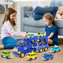 Lucky Doug Small Transport Truck Toys for Toddlers Ages 1-3-5, 5 in 1 Carrier Truck Toys with Light and Sound, Boys Birthday Gift Toys for a 2 3 4 5