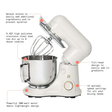 Beautiful 5.3 Qt Stand Mixer, White Icing with Flat Beater, Dough Hook, Balloon Whisk