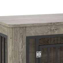 Dextrus 27.2" L 2-in-1 Dog Crate Furniture, Indoor Iron-Wood Dog Cage With Waterproof Top, Safety Corners,Steel Lock,for Small Dogs up to 30 lb,Gray,27.2"L x 20.1"W x 24"H