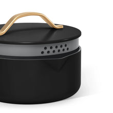 Beautiful 8 Quart Ceramic Non-Stick Stock Pot with Strainer Lid, Black Sesame by Drew Barrymore - Brands For Less USA