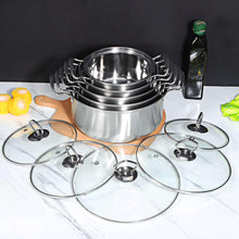 Large Pot,5 Sets Stockpots Stainless Steel Soup Pots Kitchen Cookware Set Induction Pots with Glass Lids - Brands For Less USA