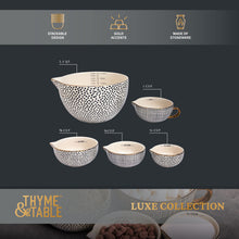 Thyme & Table, 5-Piece Ceramic Mixing Bowl and Measuring Bowl Set, Dot Pattern