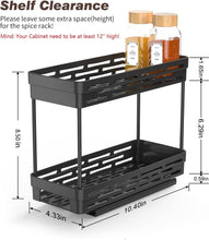 AOKIWO 2 Packs Pull Out Slide-Out Spice Rack Organizer for Cabinets,Multi-Purpose Kitchen Cabinet Organizer, Suitable for Cabinet Size 12"Hx11"Dx5"W, Black