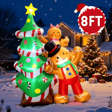 GVDV 8FT Christmas Inflatables Outdoor Decorations, Blow Up Yard Decoration(Gingerbread Man & Christmas Tree)