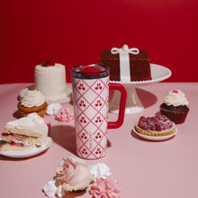 Thyme & Table 24oz Stainless Steel Luna Tumbler with Handle and Dual Straw Lid, Lace