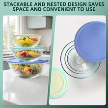 Glass Mixing Bowls Set, AOKIWO 11 Packs 3 Size Glass Nesting Mixing Bowl with BPA-Free Lids & Baking Tools, Kitchen Storage Bowls for Prep, Baking, Serving