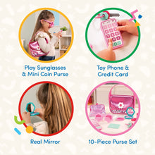 Battat Sparkle Time Pink Purse Set with Phone Keys Card Makeup, Toddler and Preschool Toys