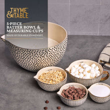 Thyme & Table, 5-Piece Ceramic Mixing Bowl and Measuring Bowl Set, Dot Pattern