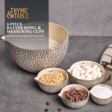 Thyme & Table, 5-Piece Ceramic Mixing Bowl and Measuring Bowl Set, Dot Pattern