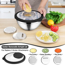 Vesteel Mixing Bowls with Lids Set of 8, Stainless Steel Prep Bowls with Upgraded Airtight Visible Lid, Metal Nesting Bowl Attach with 3 Graters for Kitchen Grating/ Shredding / Mixing