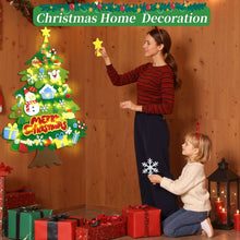 Jubtucc DIY Felt Christmas Tree Set with Light String, 38 Pcs Christmas Ornaments, 3.6 ft Wall Hanging Christmas Decorations for Kids Gifts New Year