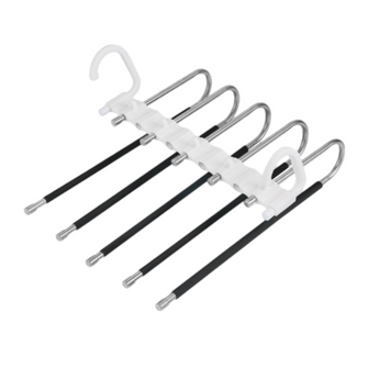 5-Tier Space Saving Pants Hangers, Multifunctional Anti-Slip Organizer for Pants, Jeans, Trousers, Skirts, Scarves, Stainless Steel Closet Storage Rack