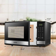 BLACK+DECKER EM031MB11 Digital Microwave Oven with Turntable Push-Button Door, Child Safety Lock, 1000W, 1.1cu.ft, Black & Stainless Steel, 1.1 Cu.ft